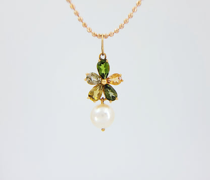 Tourmaline, Pearl and Diamond Pendant-WK2326@