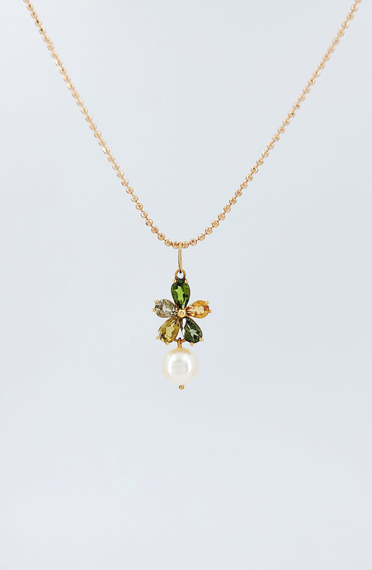 Tourmaline, Pearl and Diamond Pendant-WK2326@