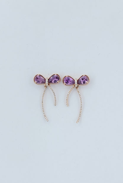 Purple Sapphire Diamond Butterflys Earrings-WK3998