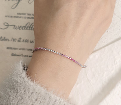 Pink Sapphire  Diamond Bracelet-WK3976