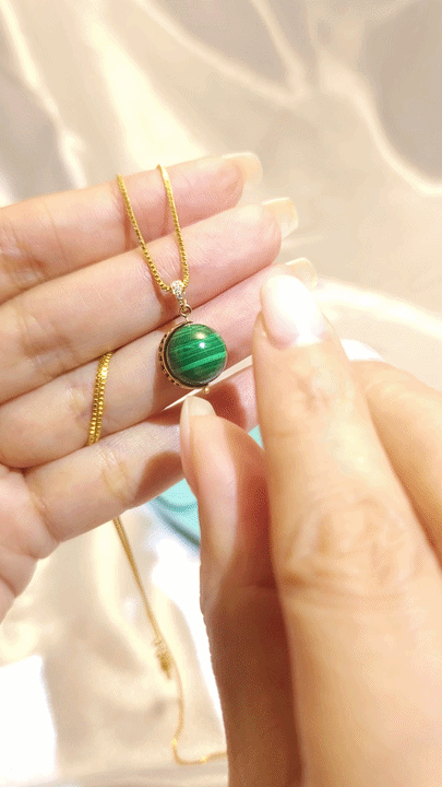 Malachite and Diamond Pendant-WK3633
