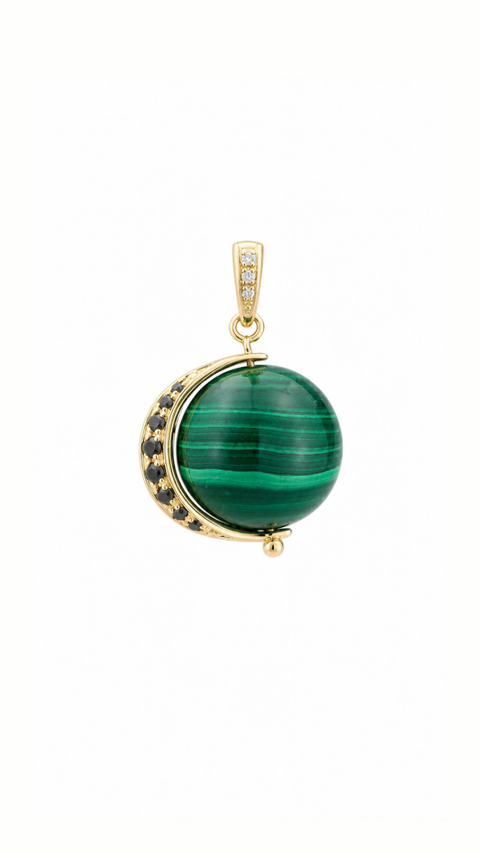 Malachite and Diamond Pendant-WK3633