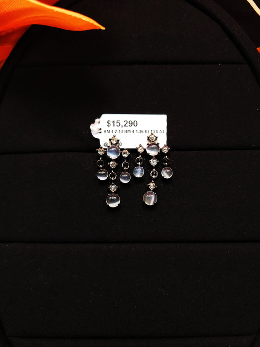 Moonstone & Diamond Earrings-BCO00000828@