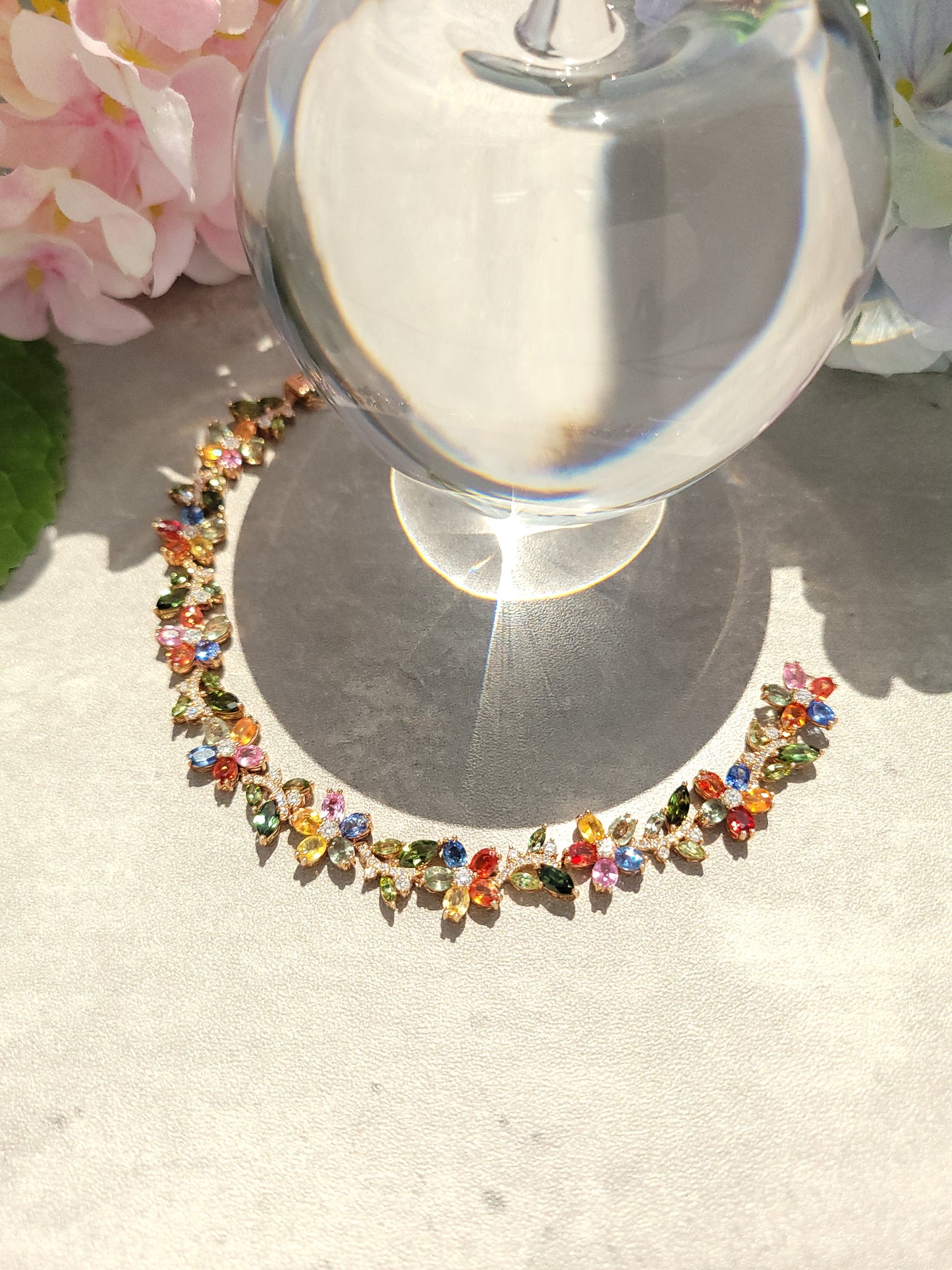 Multi Color Sapphire Natural Diamond Bracelet-WK3947