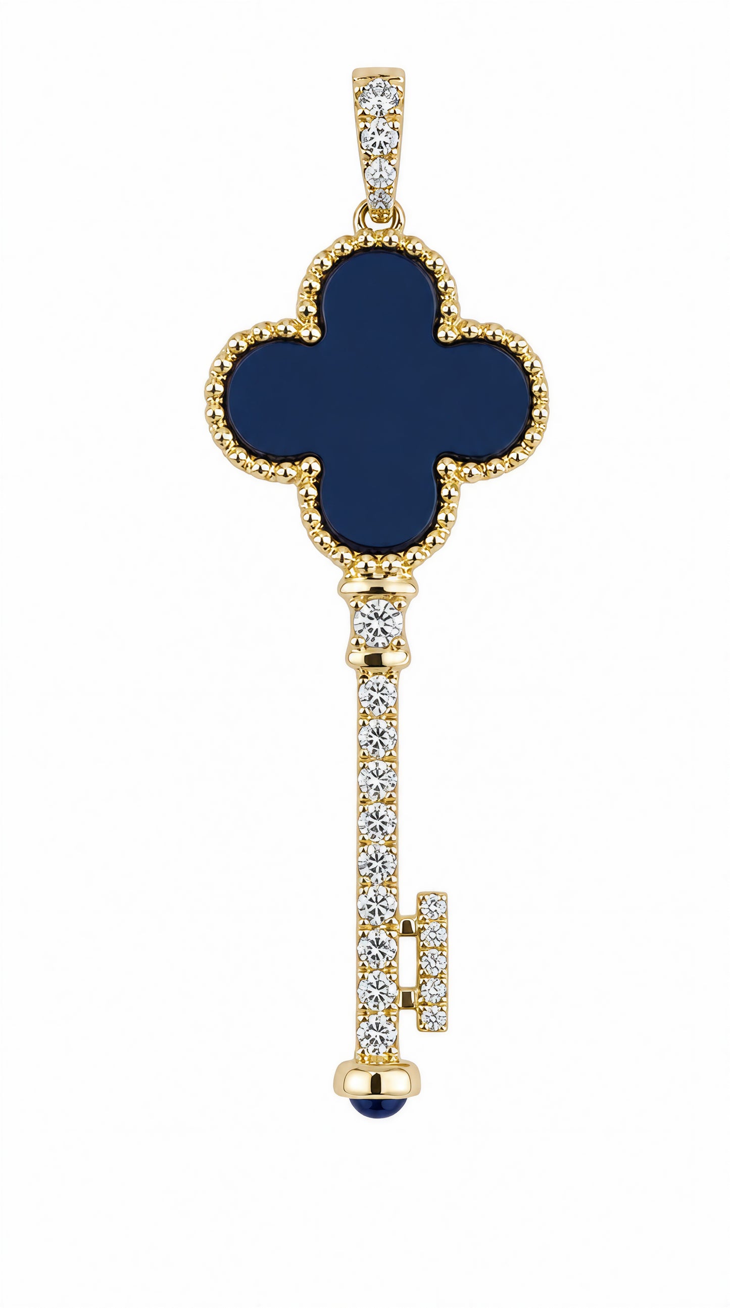 Onyx, Diamond & Blue Sapphire Key Pendant -WK3593