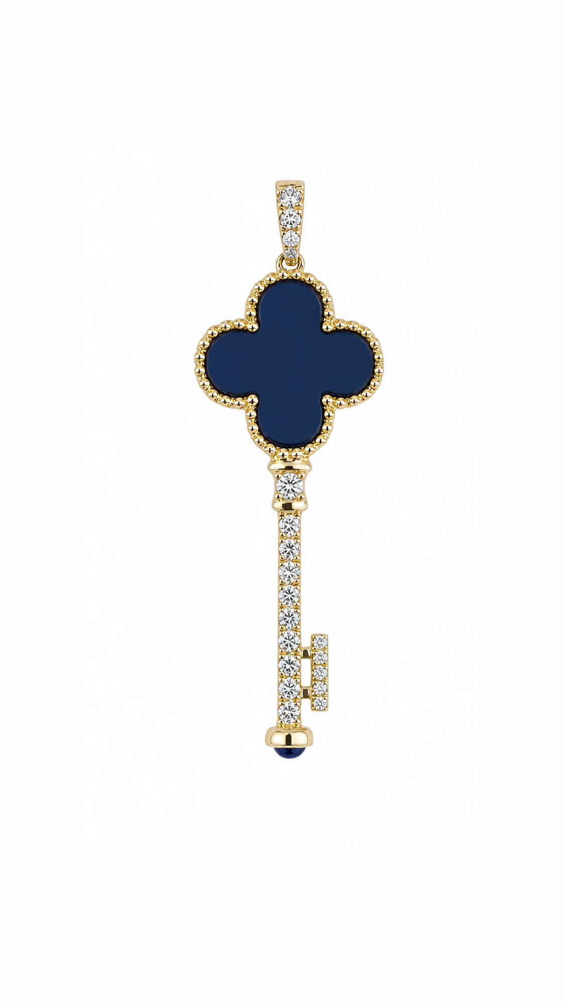 Onyx, Diamond & Blue Sapphire Key Pendant -WK3593