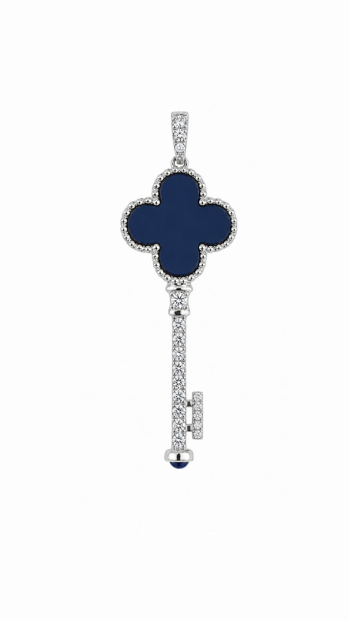 Onyx, Diamond & Blue Sapphire Key Pendant -WK3593