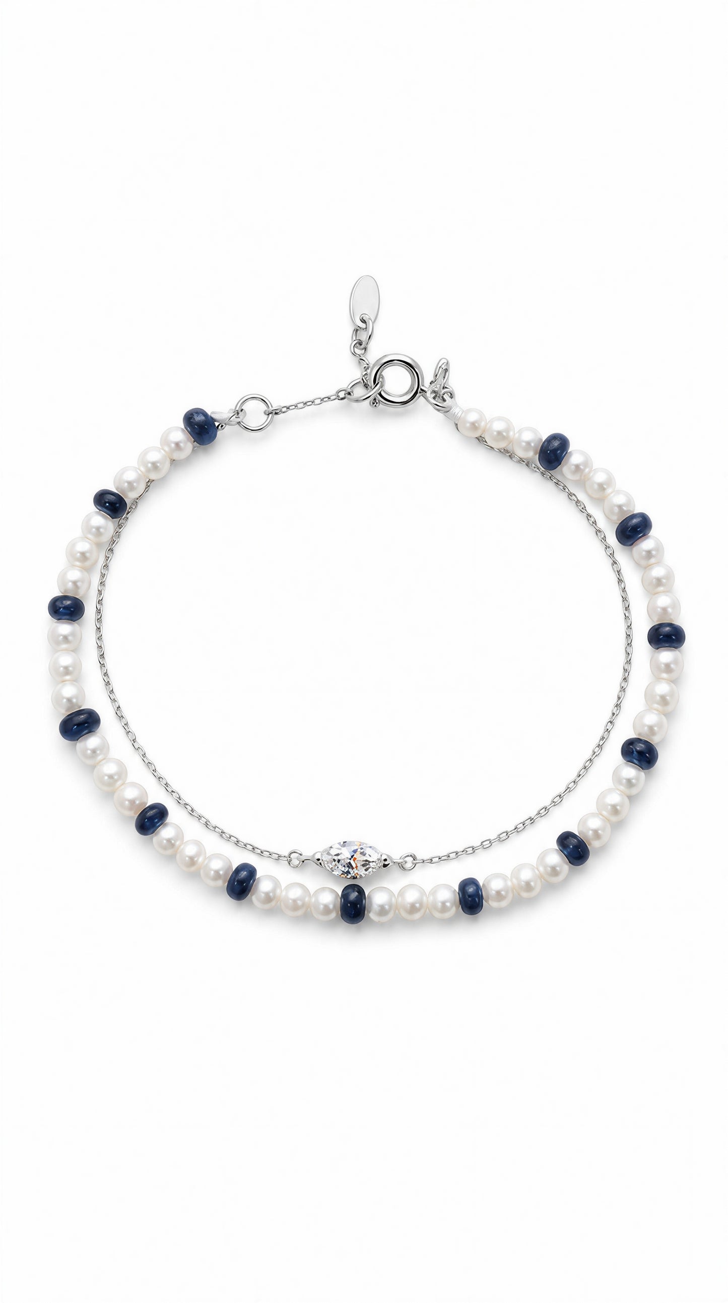 Pearl, Blue Sapphire & Diamond Bracelet-WK4244MD@