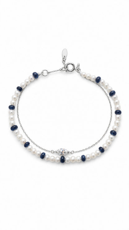 Pearl, Blue Sapphire & Diamond Bracelet-WK4244MD@