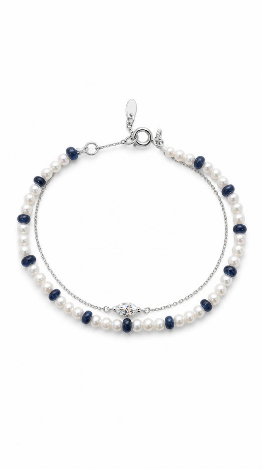 Pearl, Blue Sapphire & Diamond Bracelet-WK4244MD@