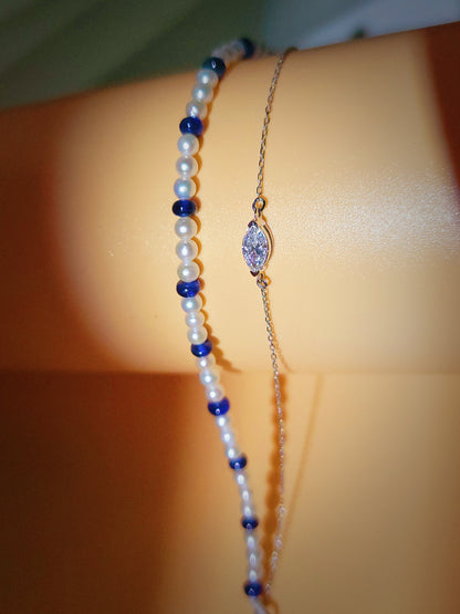 Pearl, Blue Sapphire & Diamond Bracelet-WK4244MD@