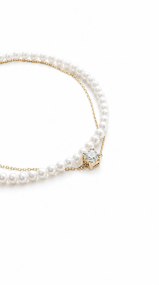 Pearl & Diamond Bracelet-WK42448D@