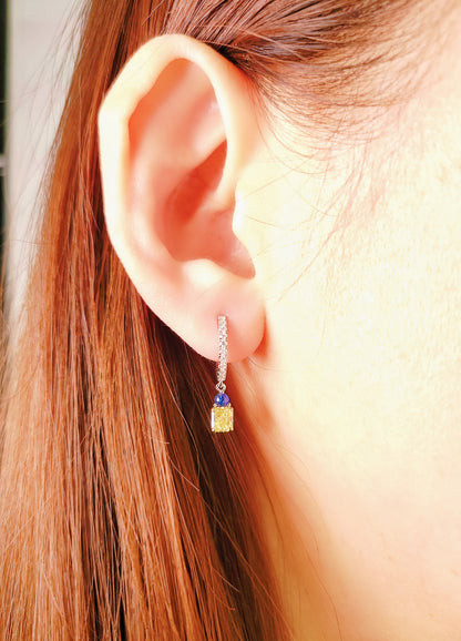 Perfume Bottle Blue Sapphire  Diamond Earrings-WK4077