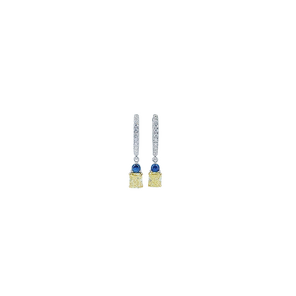 Perfume Bottle Blue Sapphire  Diamond Earrings-WK4077