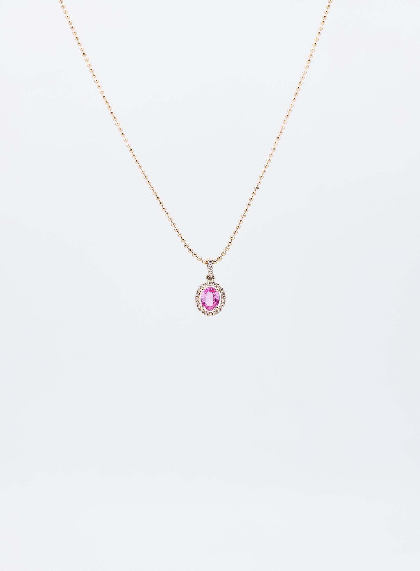 Pink Sapphire & Diamond Pendant-BEO00002641