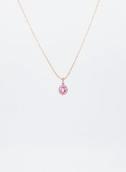 Pink Sapphire & Diamond Pendant-BEO00002641