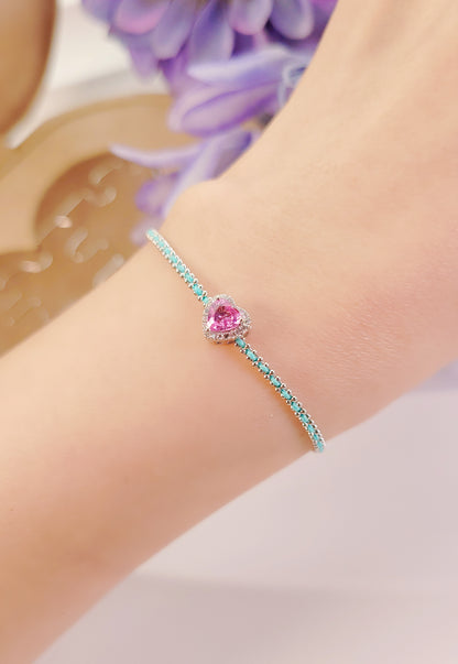 Heart Shape Pink Sapphire Diamond Charm-WK4109