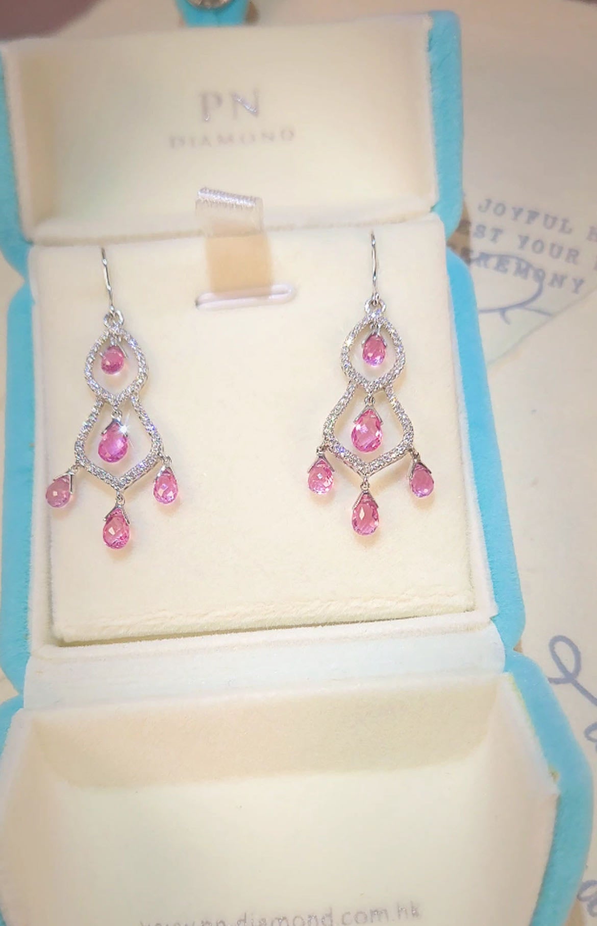 Pink Sapphire Diamond Earrings-BCO00000431