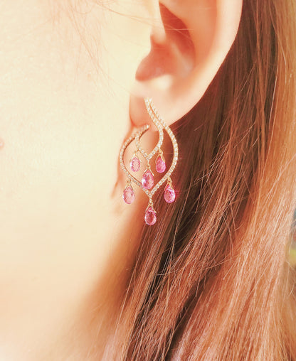 Pink Sapphire Diamond Earrings-BCO00001828@