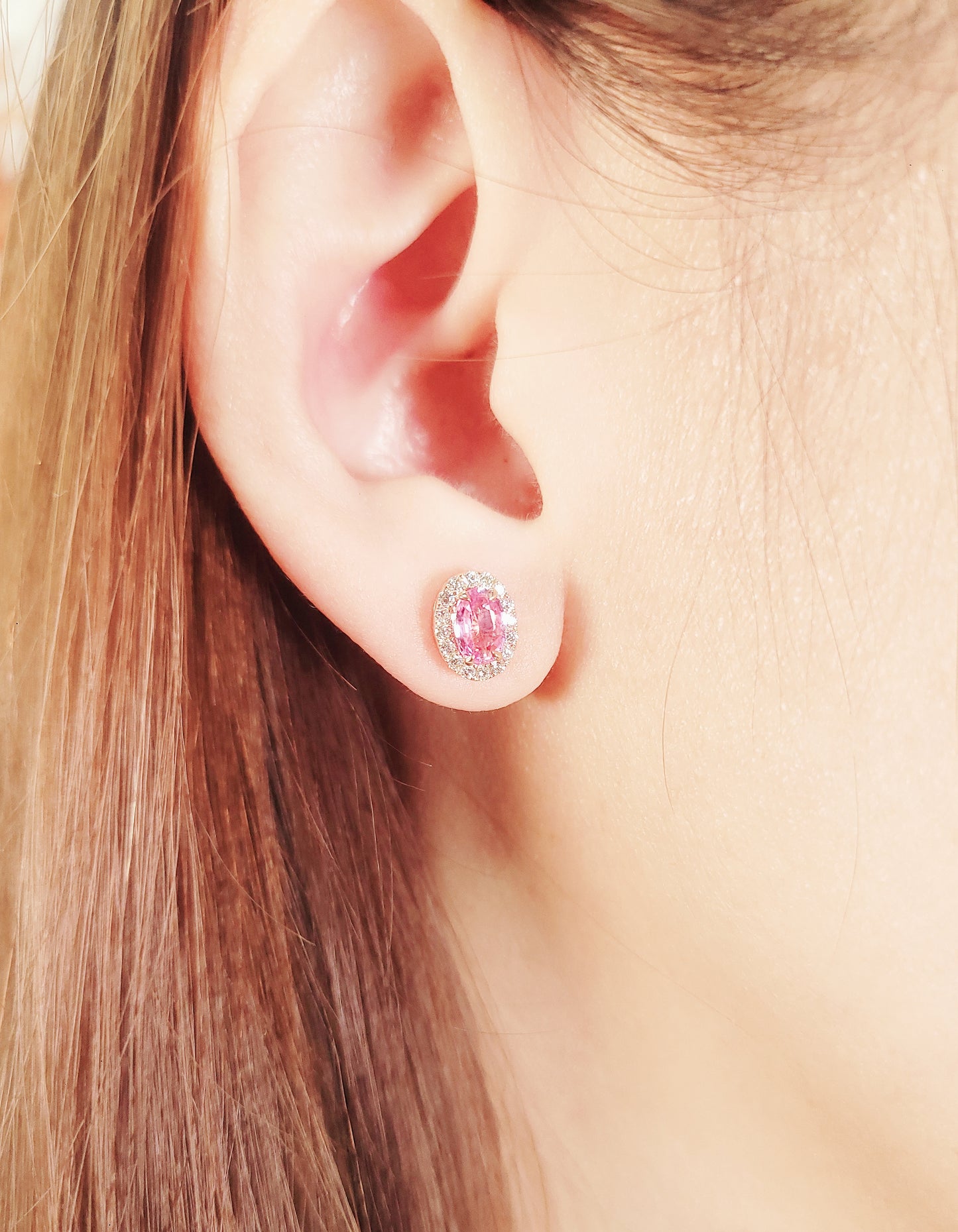 Pink Sapphire Diamond Earrings-WK4043I