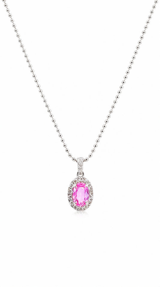 Pink Sapphire  Diamond Pendant-WK4029I@
