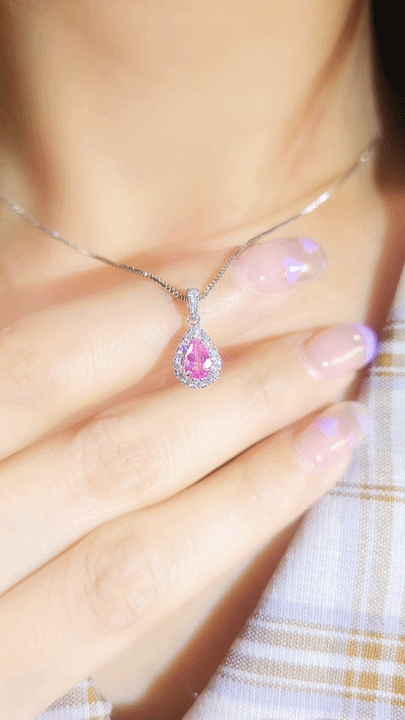Pink Sapphire & Diamond Pendant-WK4030@