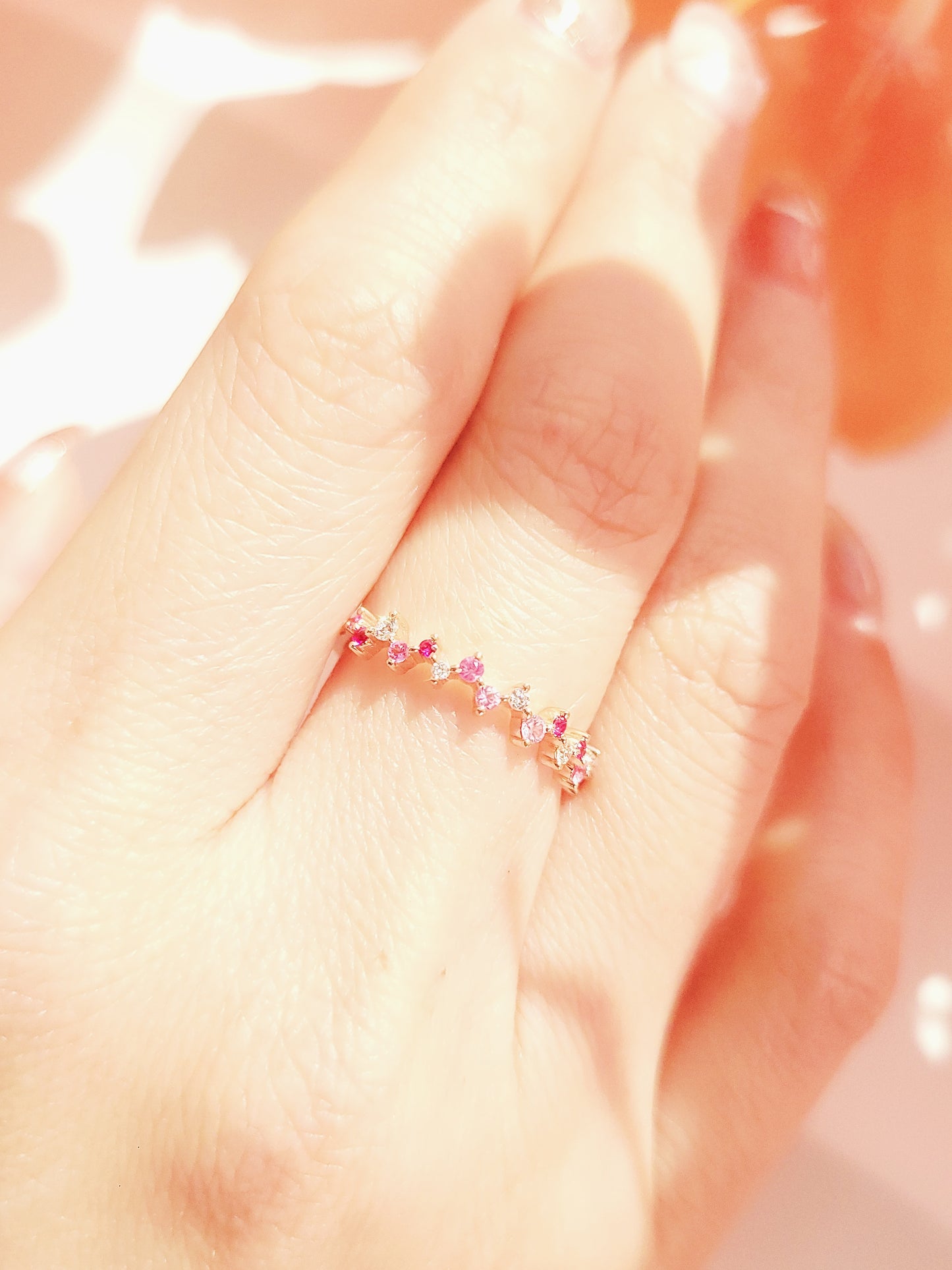 Pink Sapphire Diamond Ring-WK3546-RI