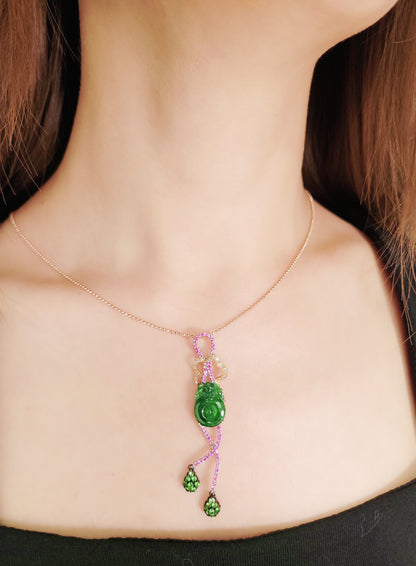 Pink Sapphire Fei Cui Diamond Pendant-WEO00002549
