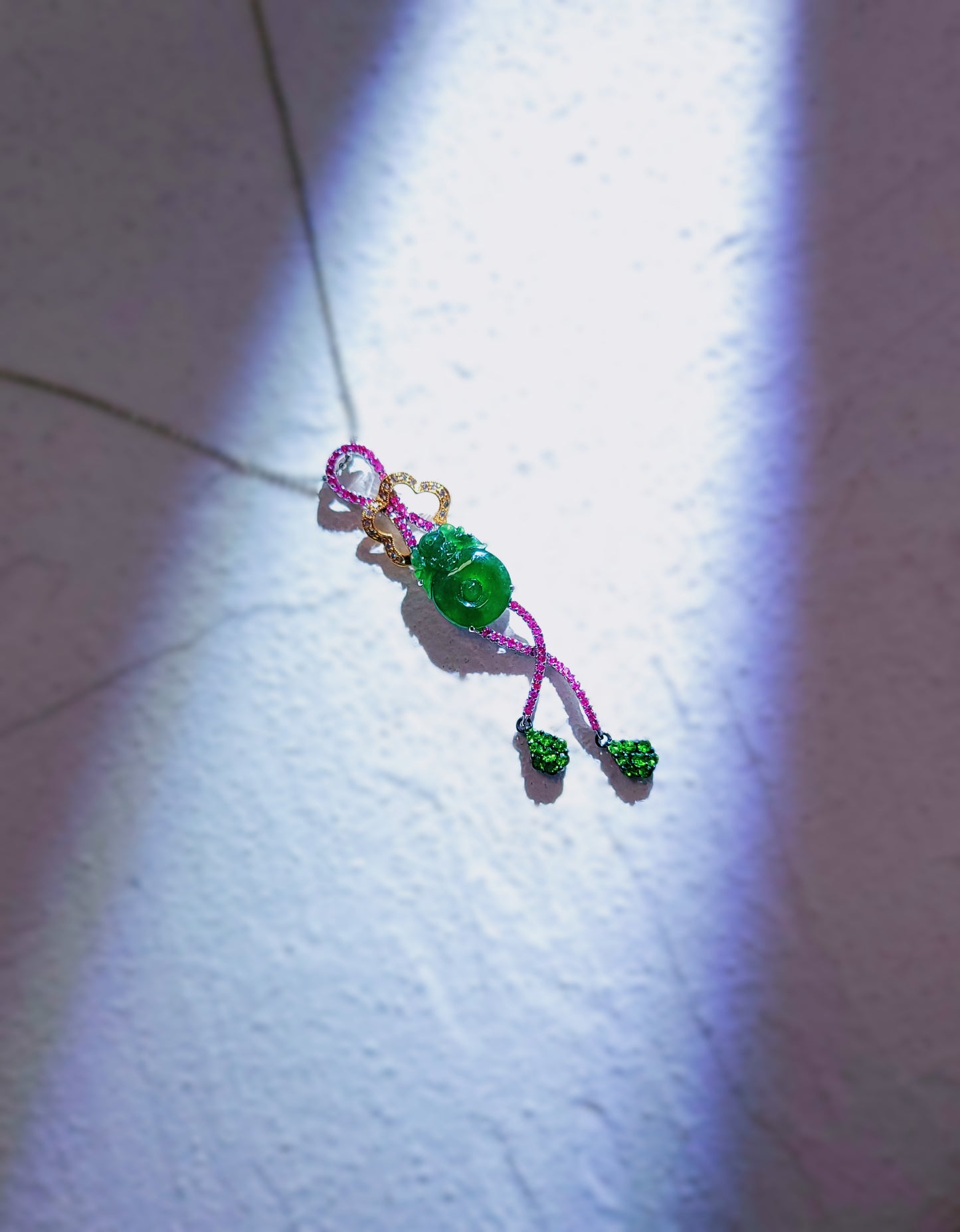 Pink Sapphire Fei Cui Diamond Pendant-WEO00002549
