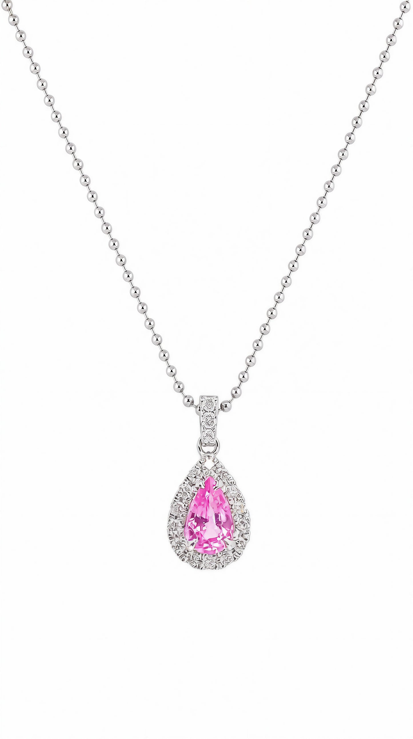 Pink Sapphire & Diamond Pendant-WK4030@