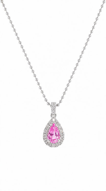 Pink Sapphire & Diamond Pendant-WK4030@