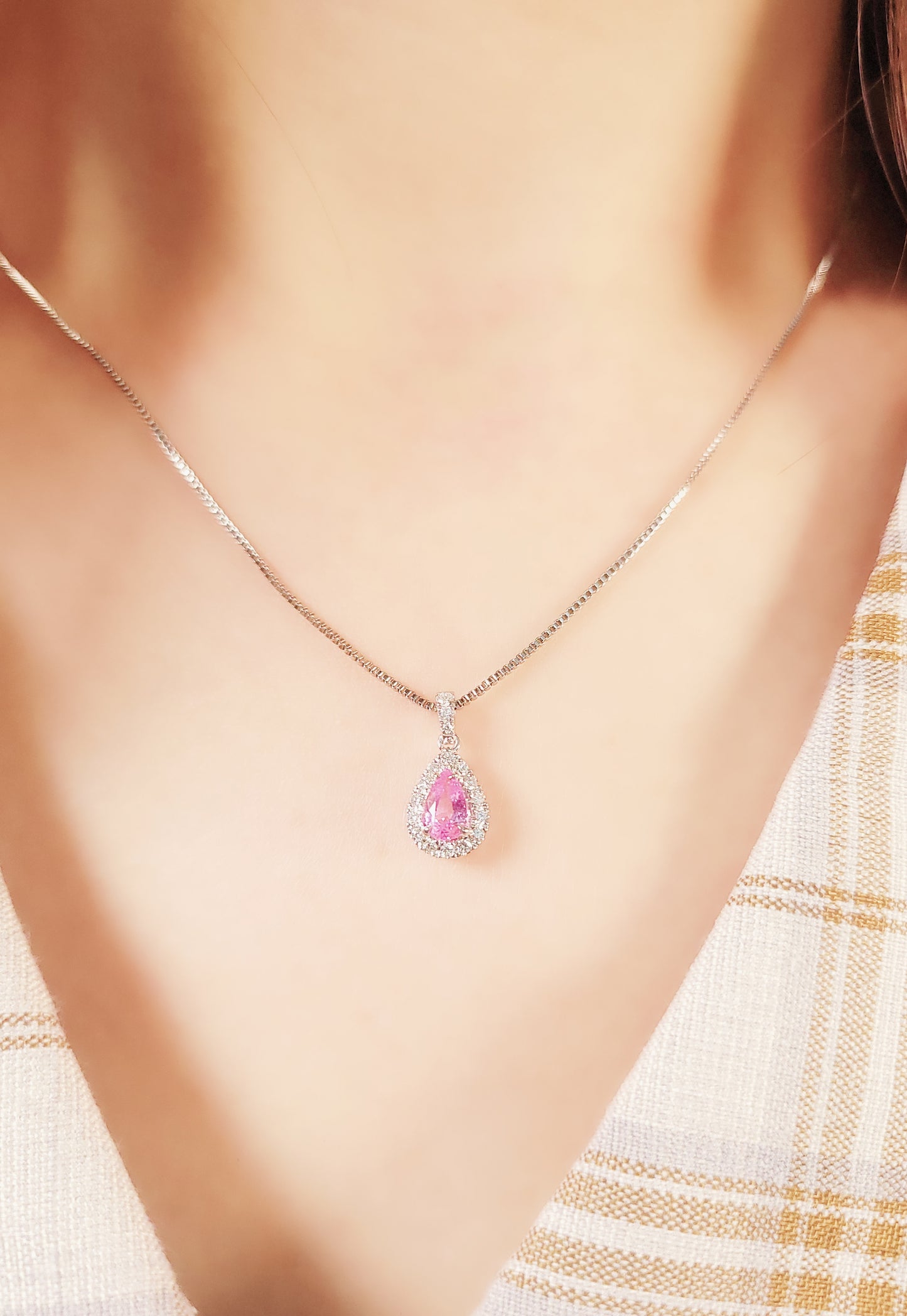 Pink Sapphire & Diamond Pendant-WK4030