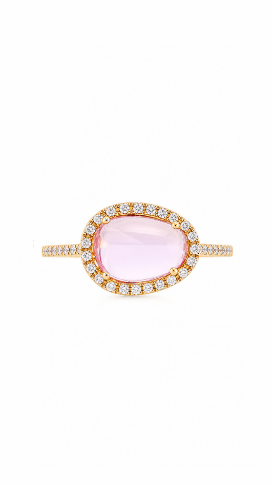 Pink Sapphire &  Diamond Ring-WK3252@