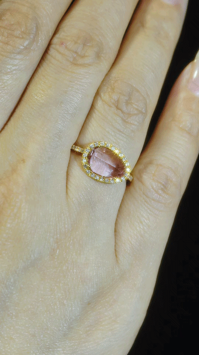 Pink Sapphire &  Diamond Ring-WK3252@