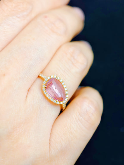 Pink Sapphire &  Diamond Ring-WK3252@