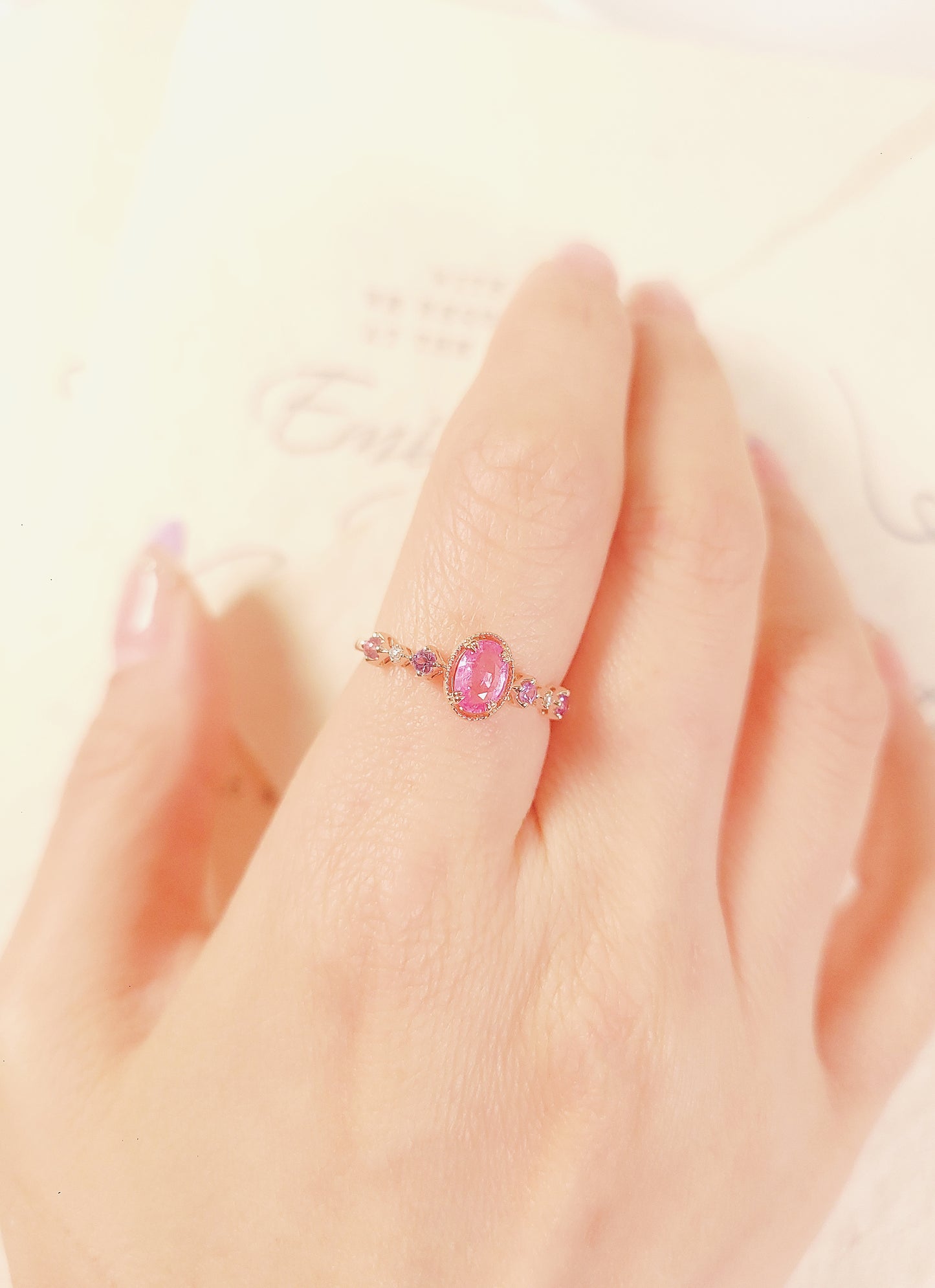 Pink Sapphire and Diamond Ring-WK3716