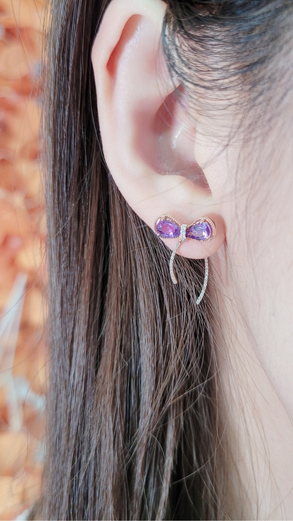 Purple Sapphire Diamond Butterflys Earrings-WK3998