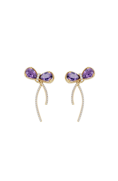 Purple Sapphire Diamond Butterflys Earrings-WK3998