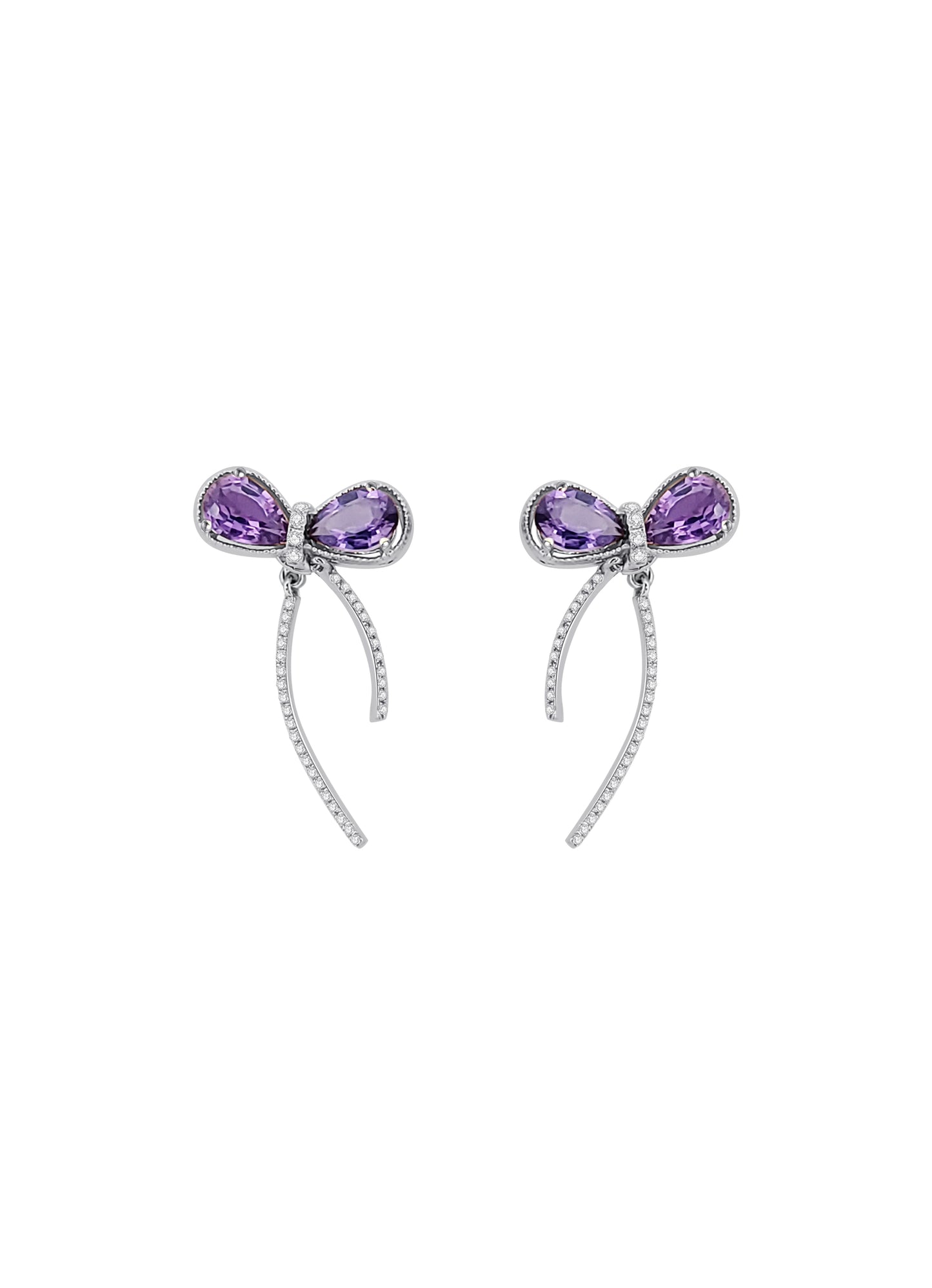 Purple Sapphire Diamond Butterflys Earrings-WK3998