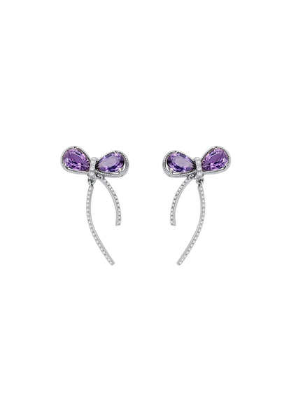 Purple Sapphire Diamond Butterflys Earrings-WK3998