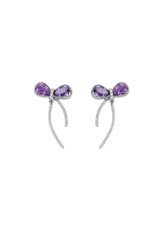 Purple Sapphire Diamond Butterflys Earrings-WK3998