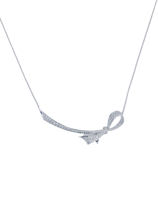 Ribbon Diamond Necklace-WK3946