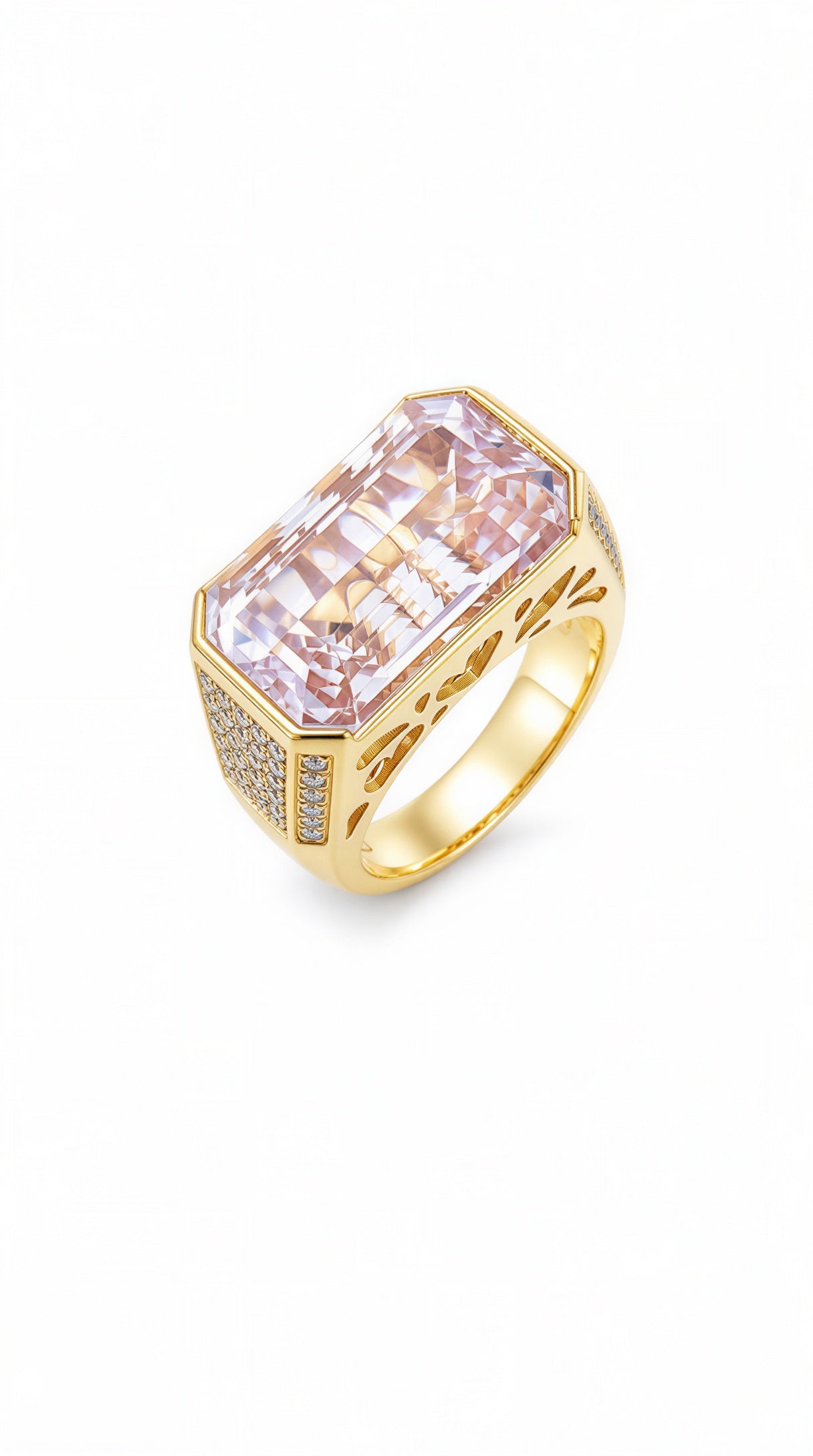 Rose Quartz Diamond Ring-WK1678