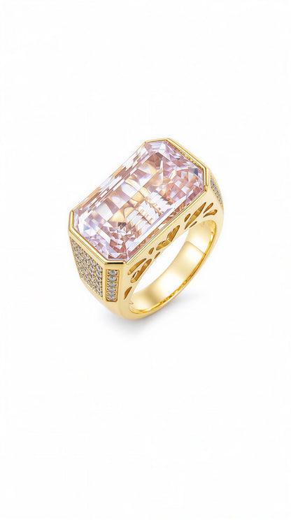 Rose Quartz Diamond Ring-WK1678