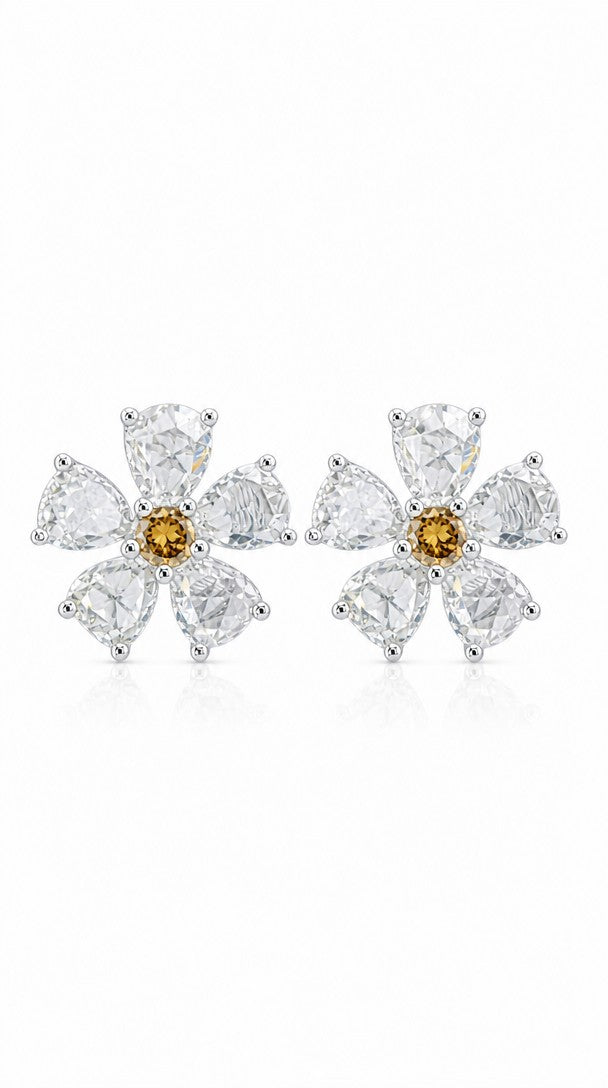 Rosecut Diamond Flower Earrings-WK4247@