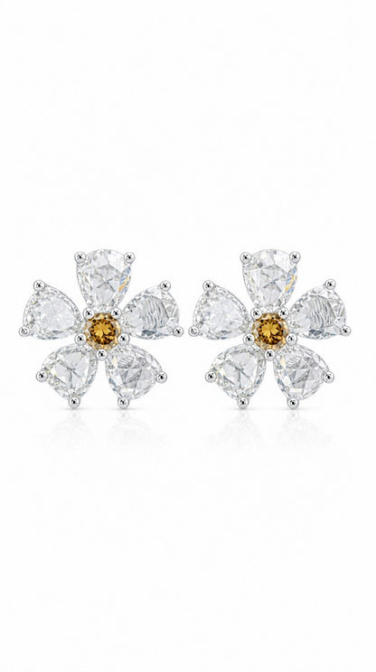 Rosecut Diamond Flower Earrings-WK4247@