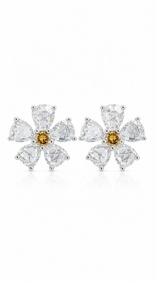 Rosecut Diamond Flower Earrings-WK4247@