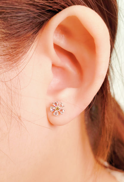 Rosecut Diamond Flower Earrings-WK4247@