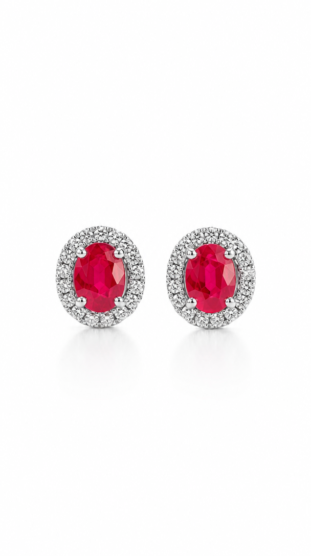 Ruby & Diamond Earrings-WK4025