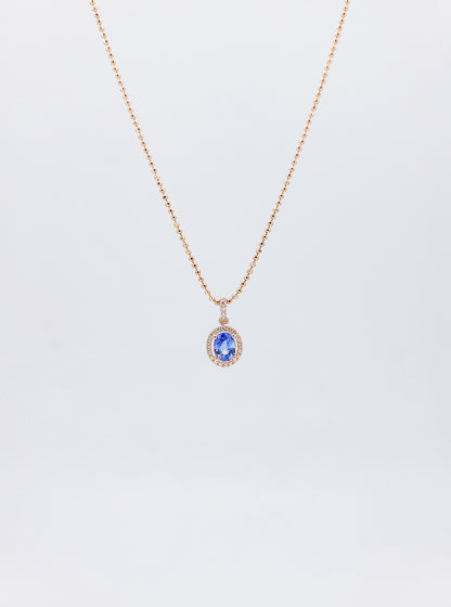 Blue Sapphire & Diamond Pendant-BEO00002640